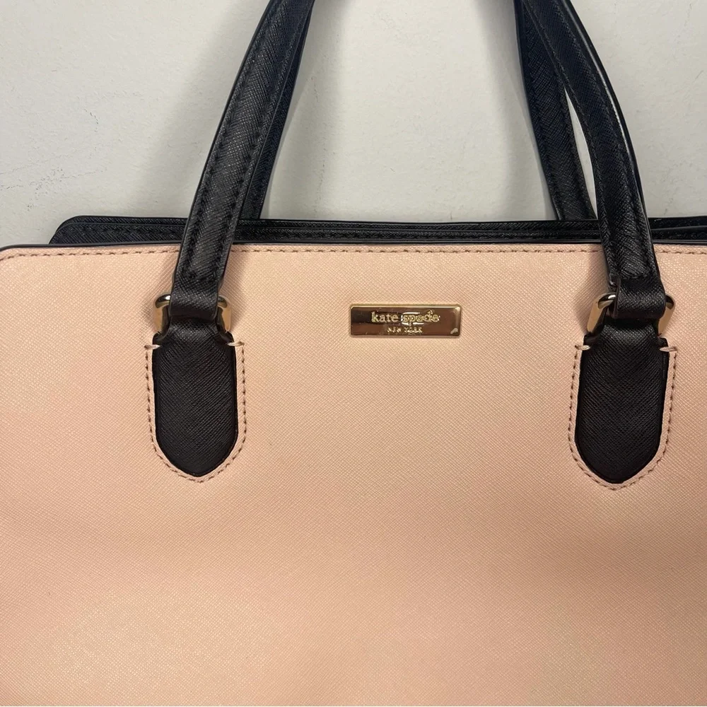 Kate Spade Leighann Laurel way Blush‎ and Black Satchel purse hand bag